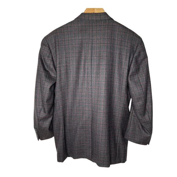 Huckberry Vintage 48R Corporate Image Luxury 100% Wool Blazer Plaid Jacket Gray - Picture 4 of 8